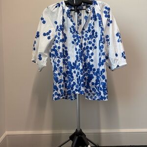 Chic Blue and White Women's Blouse